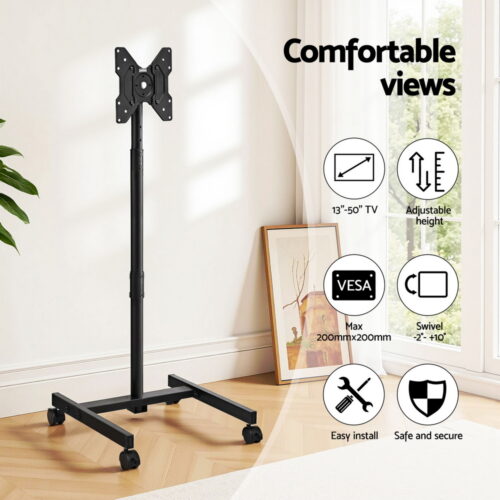 Artiss TV Stand 13-50" Universal Mobile Adjustable Height TV Stand with Wheels - Image 5