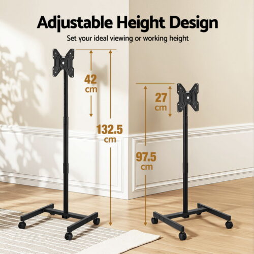 Artiss TV Stand 13-50" Universal Mobile Adjustable Height TV Stand with Wheels - Image 7